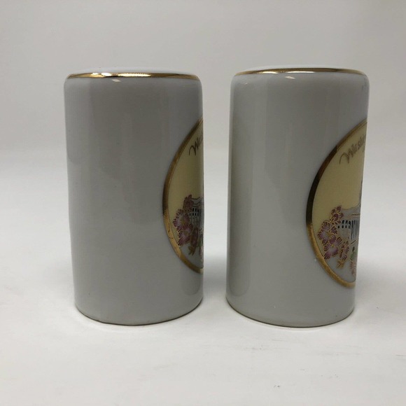 Washington DC Salt and Pepper Shaker Set Gold Trim 3"  Souvenir Made in Japan - Picture 4 of 8